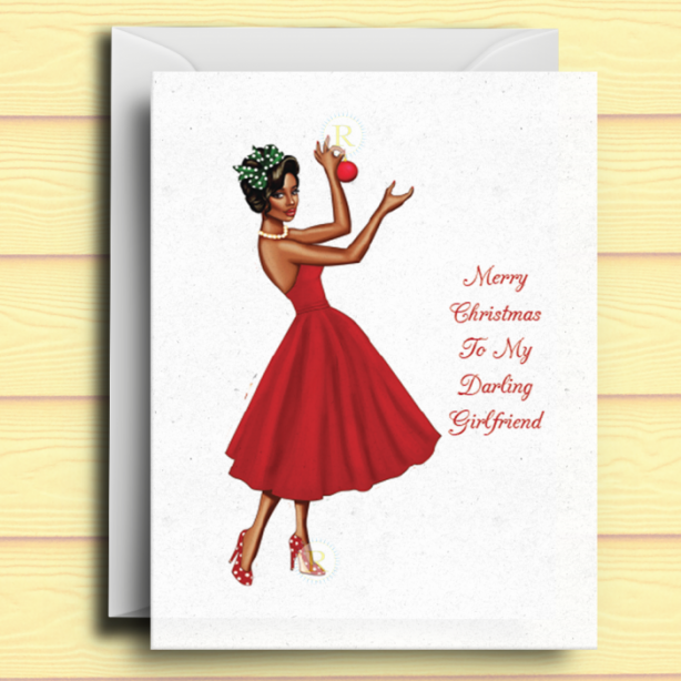 Black Woman D Christmas Card
